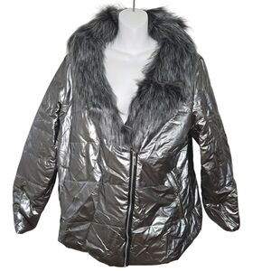 Silver Faux Fur Trim Jacket